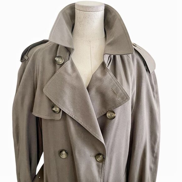 London Fog Vintage Tan Belted Classic Trench Coat Long Jacket Size Large - Picture 2 of 10